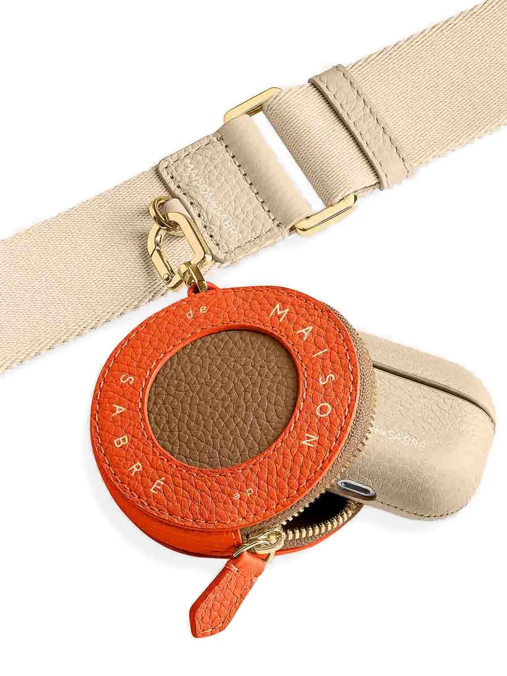 Maison De Sabre Zip Round Leather Coin Purse In Orange
