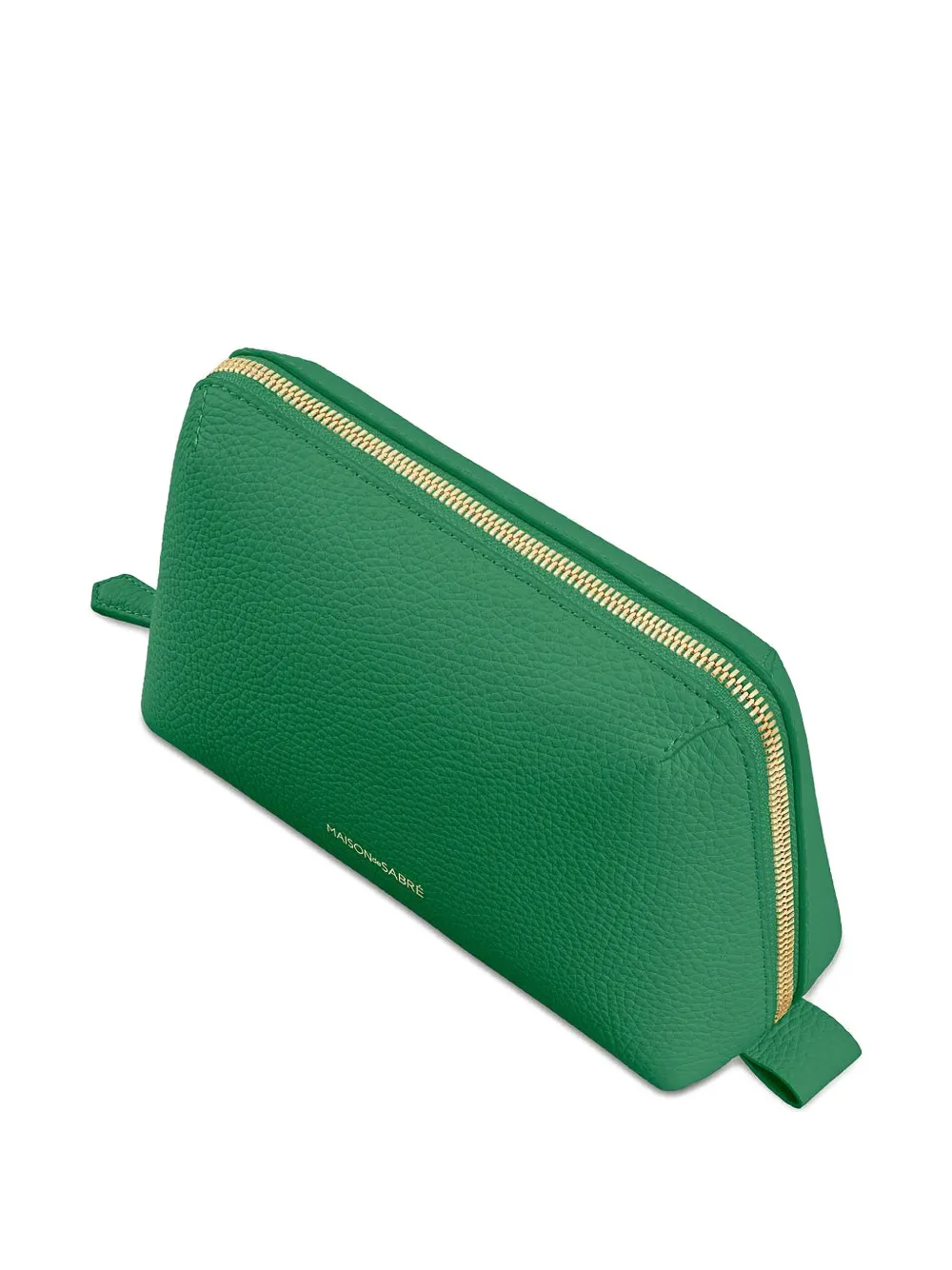 Maison De Sabre Pebbled Leather Tech Pouch In Green