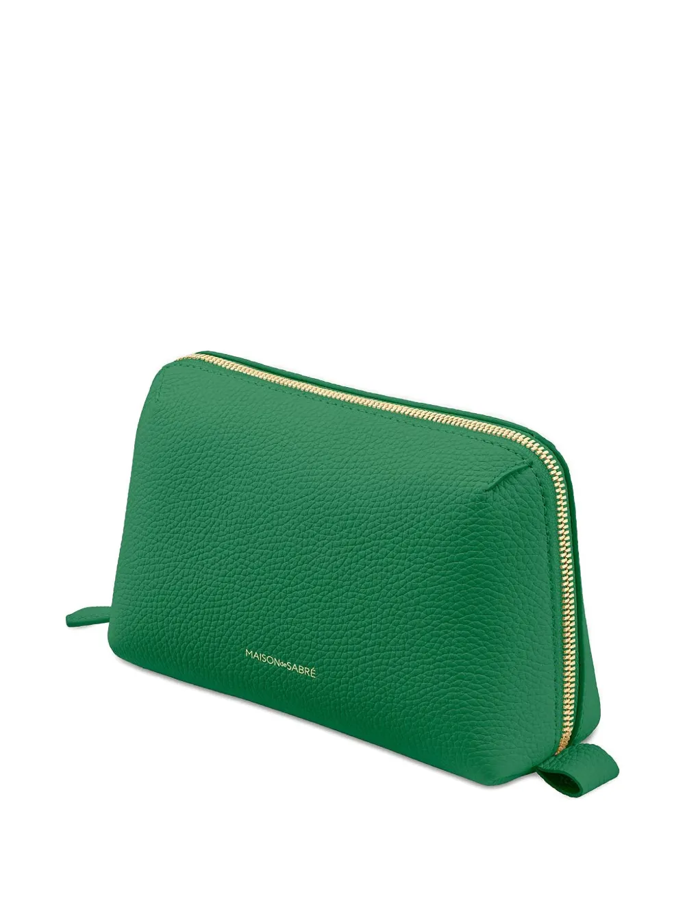 Maison De Sabre Pebbled Leather Tech Pouch In Green