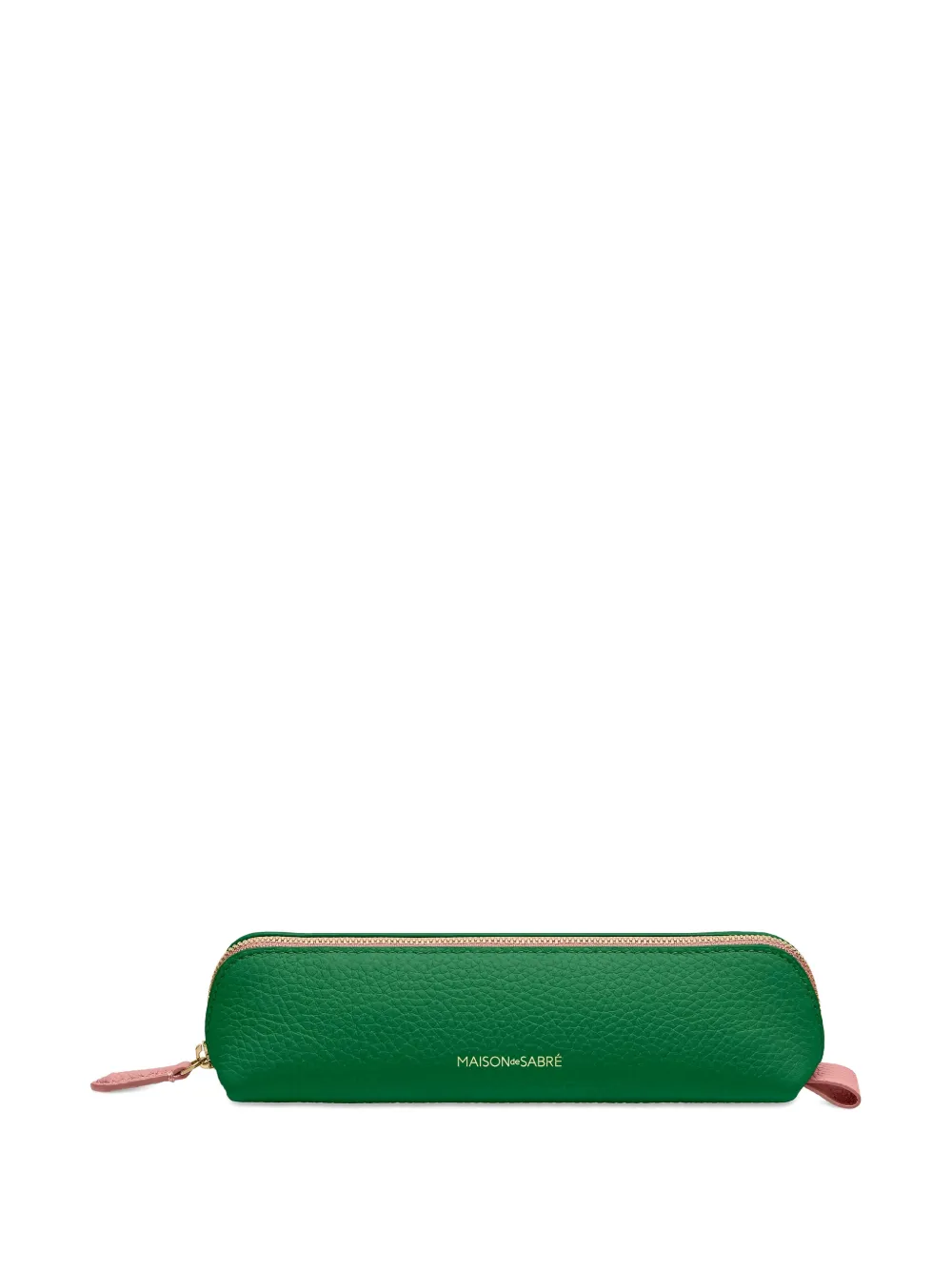 Maison De Sabre Rolled Zip Leather Pencil Case In Green