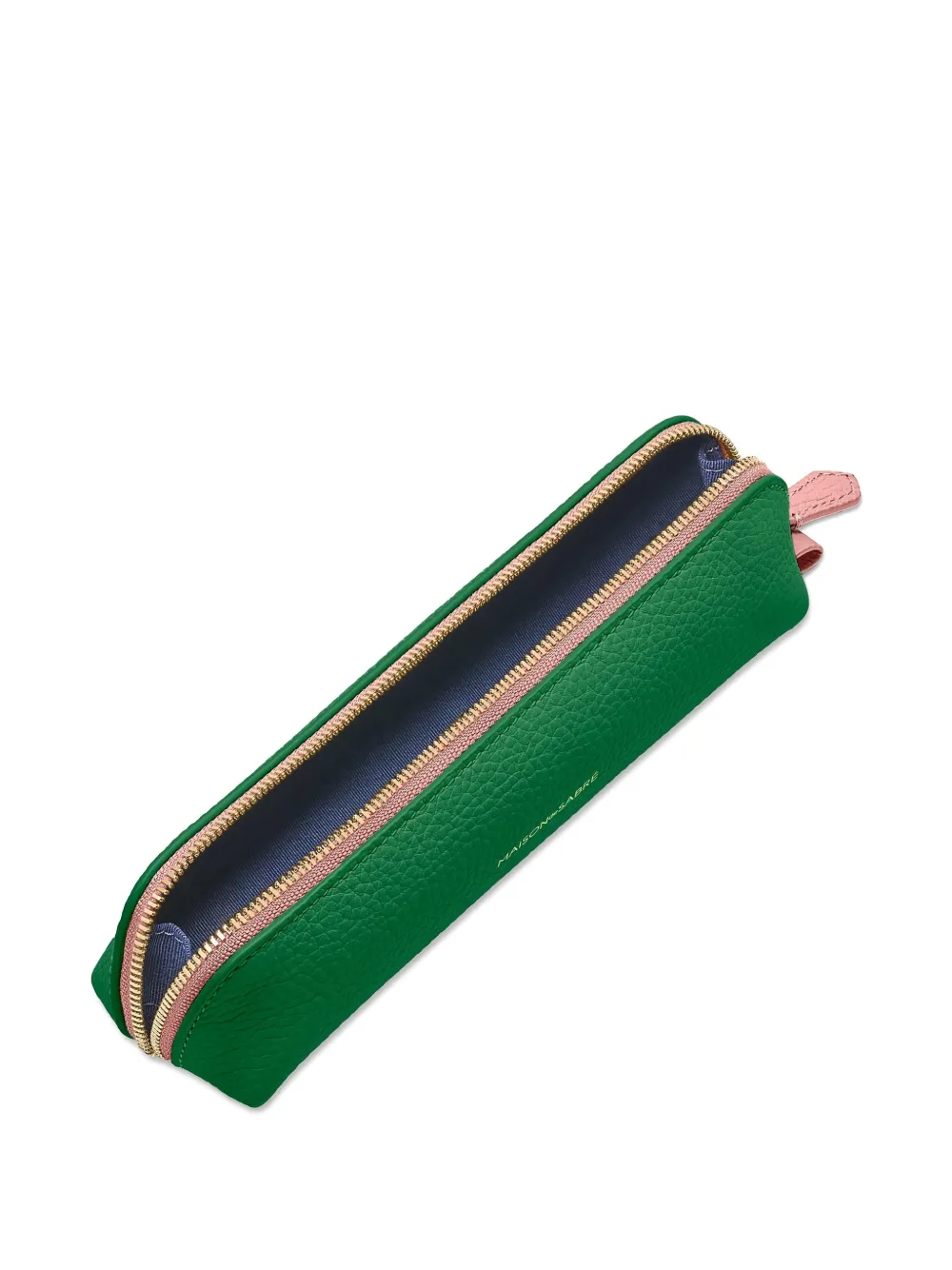 Maison De Sabre Rolled Zip Leather Pencil Case In Green