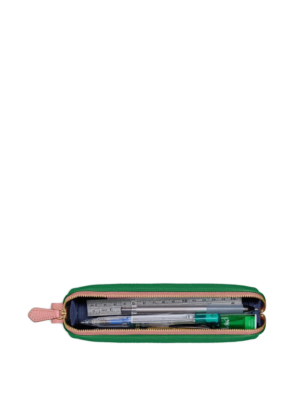 Maison De Sabre Rolled Zip Leather Pencil Case In Green