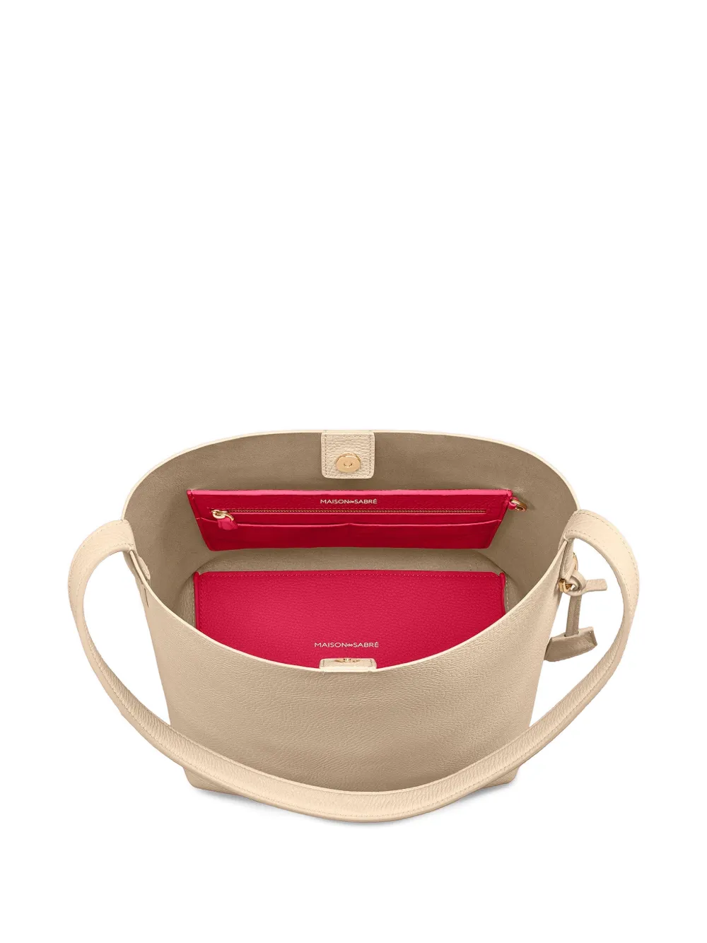 Maison De Sabre Leather Bucket Soft Tote In Neutral