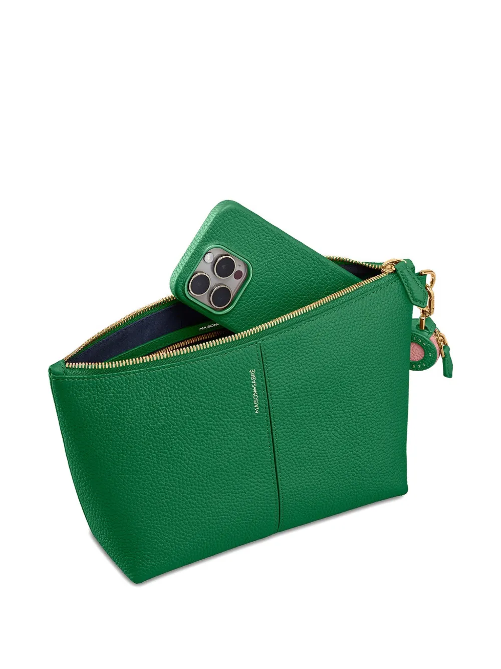 Maison De Sabre Leather D-ring Pouch In Green