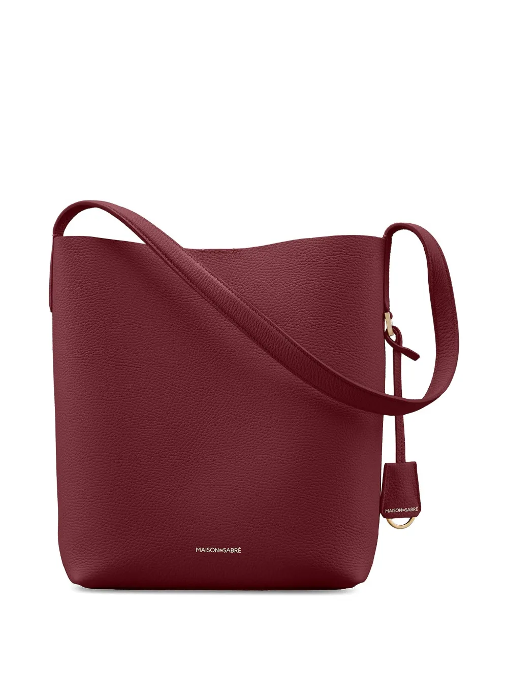 Maison De Sabre Leather Bucket Soft Tote In Burgundy