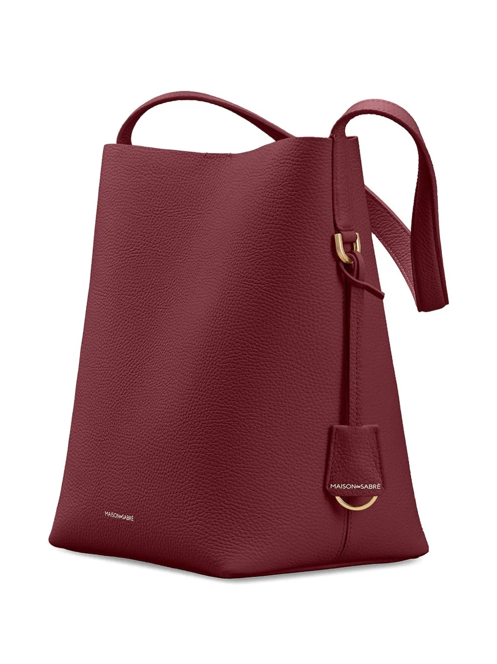 Maison De Sabre Leather Bucket Soft Tote In Burgundy