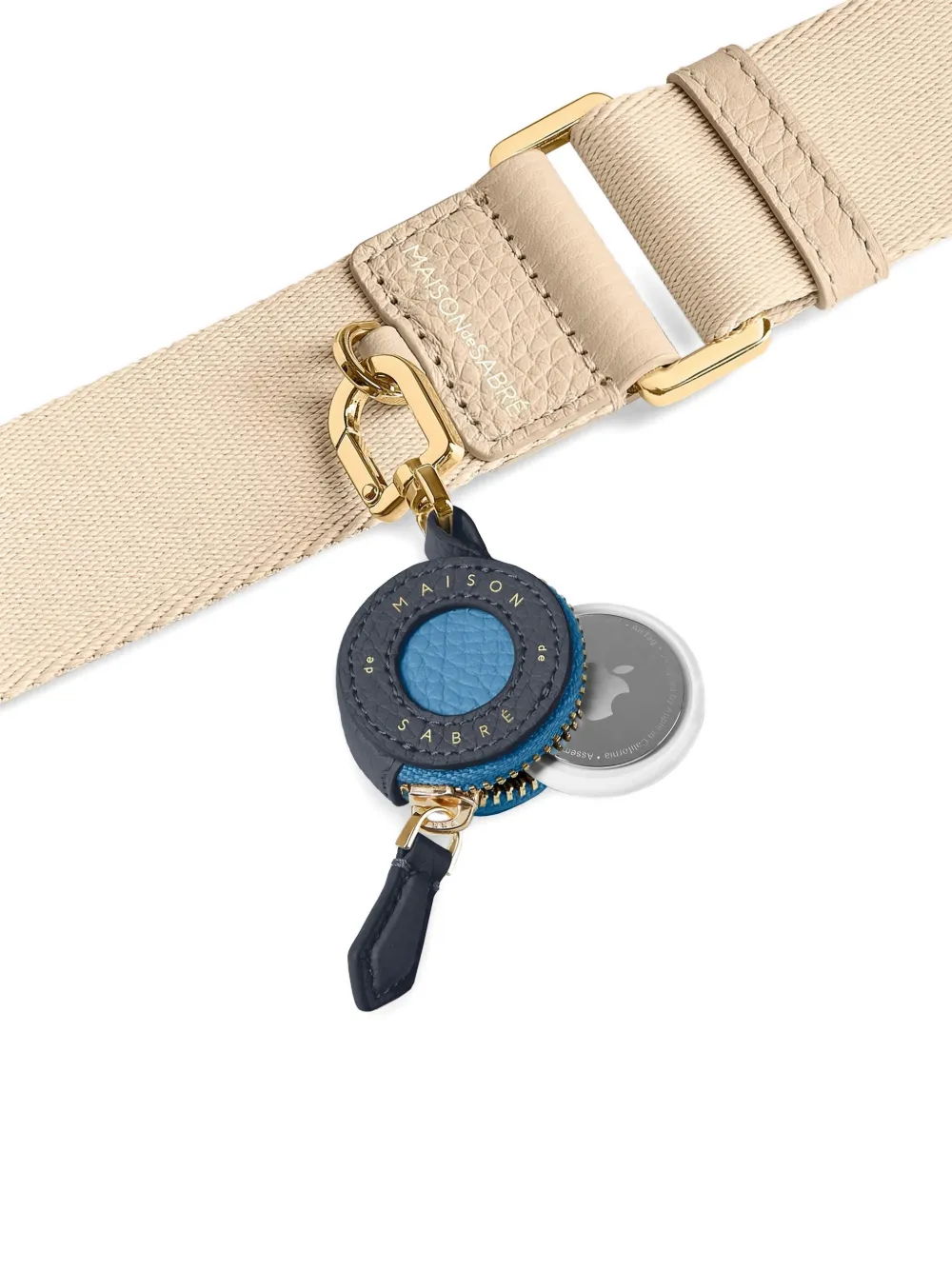 Maison De Sabre Embossed Leather Airtag Charm In Blue