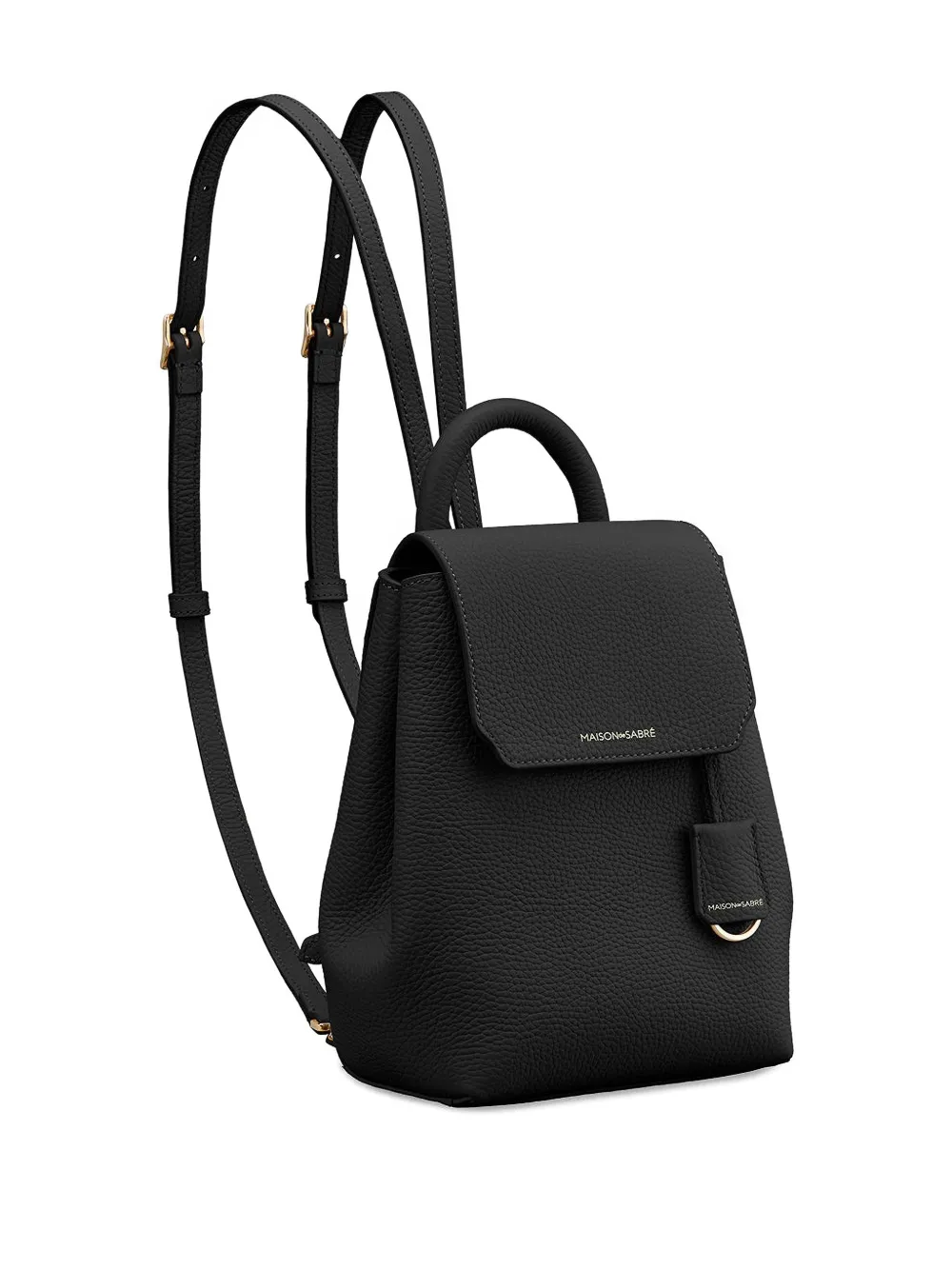 Maison De Sabre Mini Magnetic Closure Leather Backpack In Black