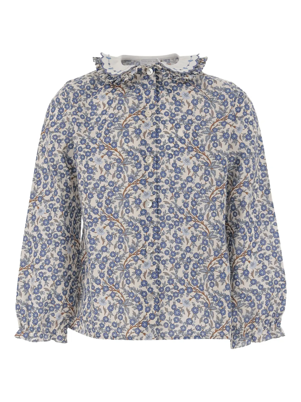 Nicoletta Fanna Bluse mit Blumenstickerei - Nude