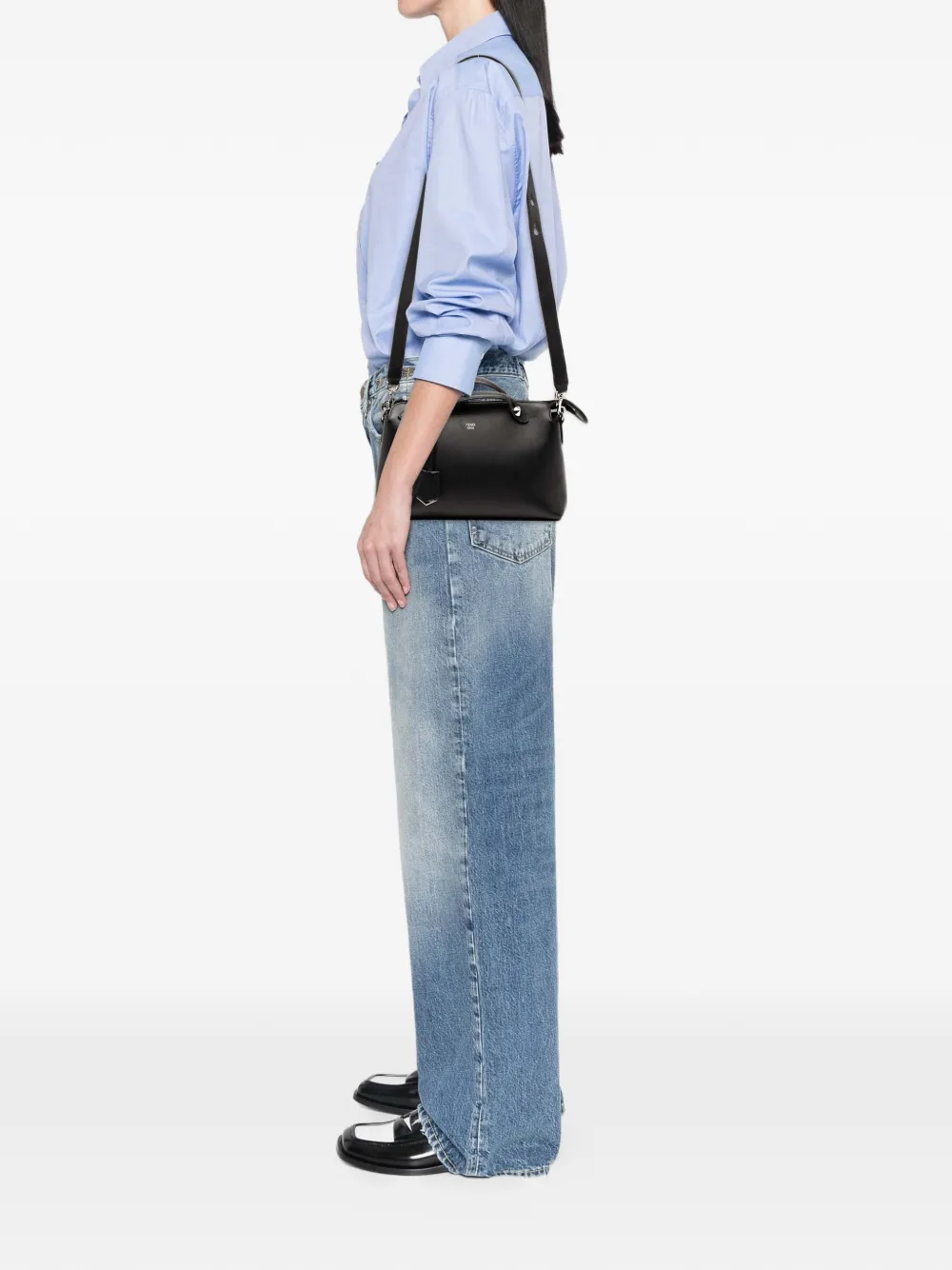 Pre-owned Fendi 2010-2025 Medium Leather By The Way Satchel In Black