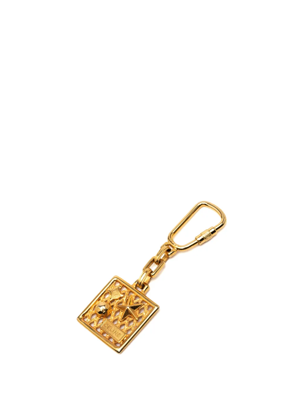 Celine Pre-Owned 2010-2025 Gold Plated Logo Star Square Ring Charm key chain | Gold | Image 1