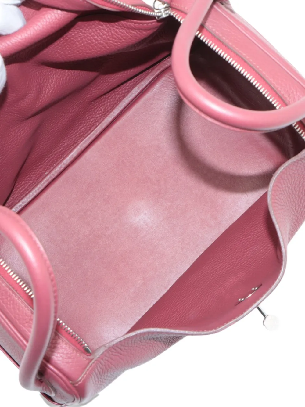 Pre-owned Hermes 2011 Clemence Lindy 34 Satchel In Red