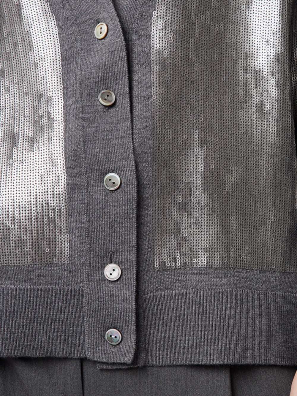 Alpha Studio Sequin Buttoned Cardigan In Gray