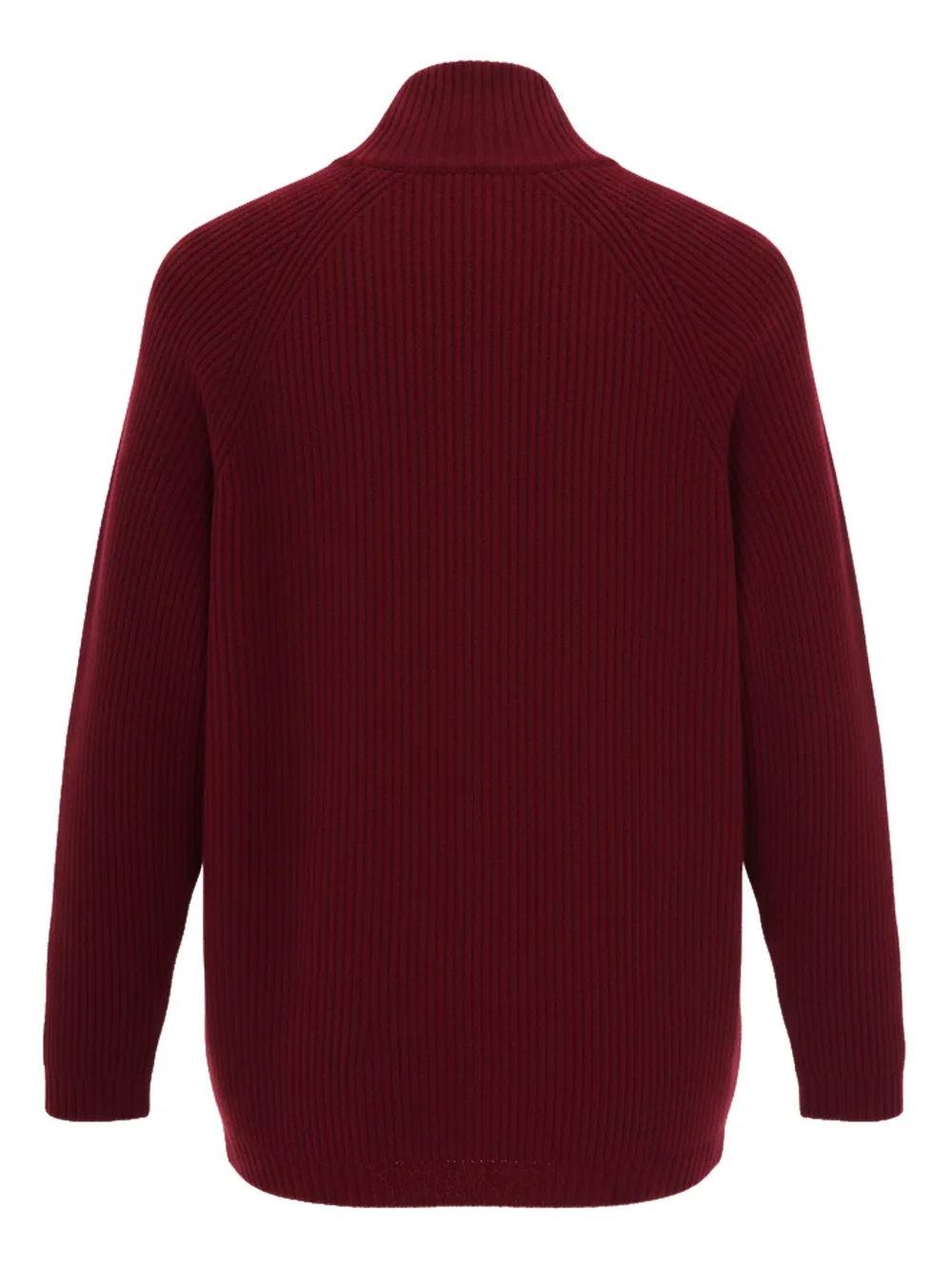 Alpha Studio Zip-up Funnel-neck Cardigan In Burgundy