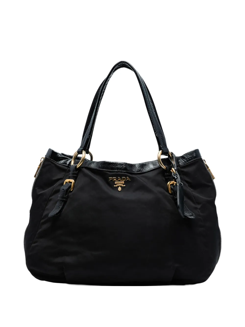 Prada Pre-Owned 2000-2025 Naplak Trimmed Tessuto Side Zip tote bag | Black | Image 1