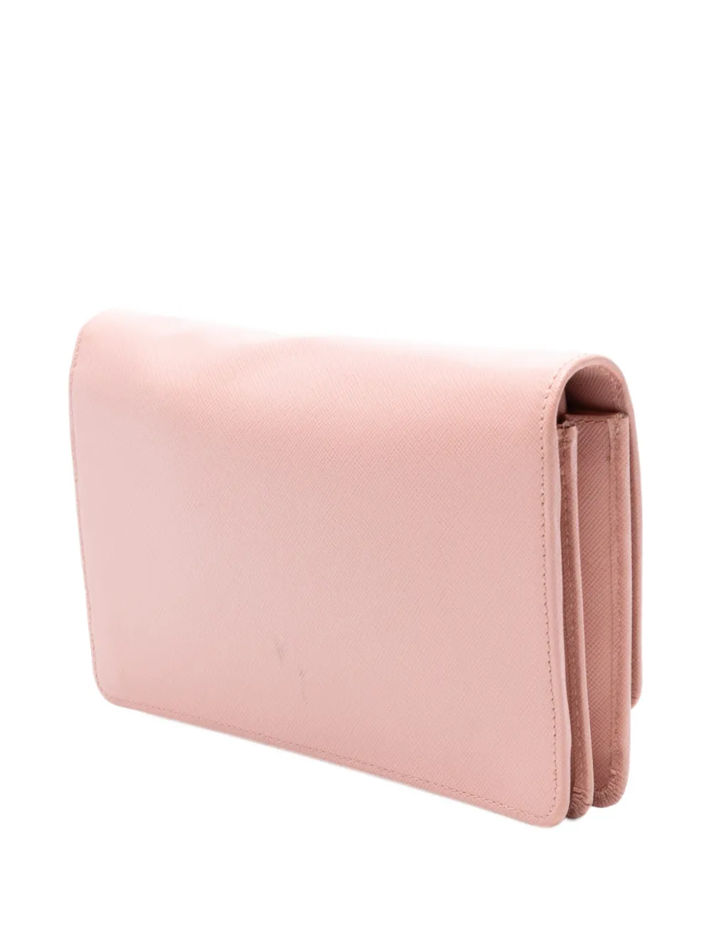 Pre-owned Prada 2000-2013 Saffiano Wallet On Strap Crossbody Bag In Pink