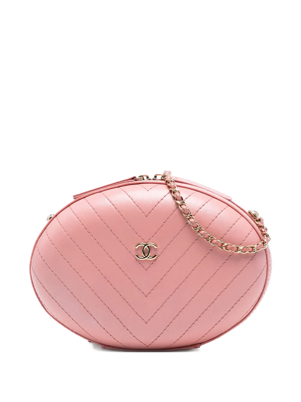 CHANEL Pre-owned 2019 Chevron Stitched Calfskin La Pausa Evening Bag Crossbody Bag In Pink