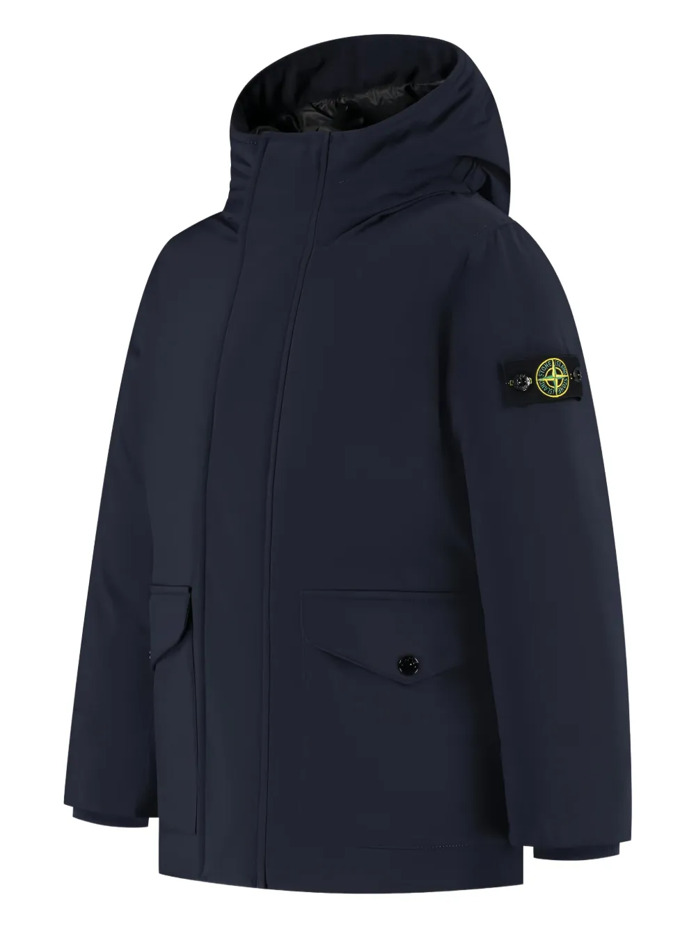 Stone Island Junior flap-pocket hooded coat - Blu