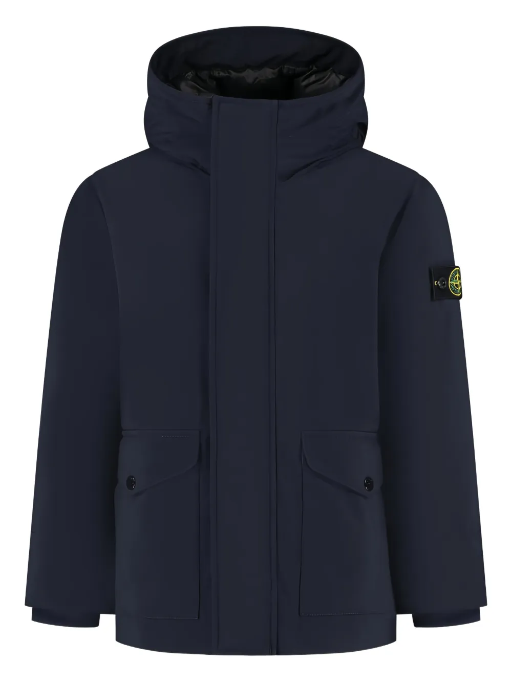Stone Island Junior flap-pocket hooded coat Blauw
