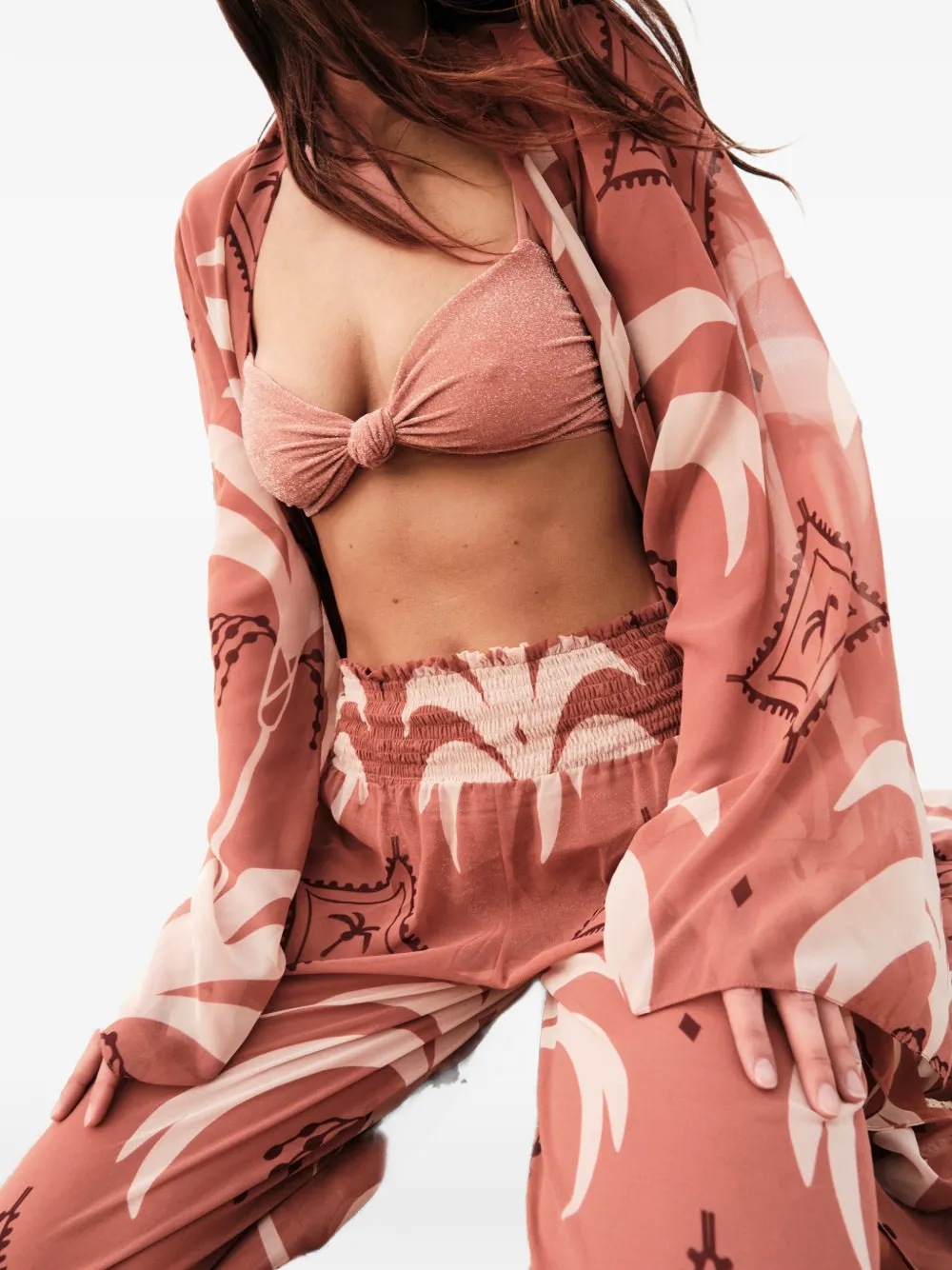 Johanna Ortiz Heliconia Knot Bikini Top In Pink