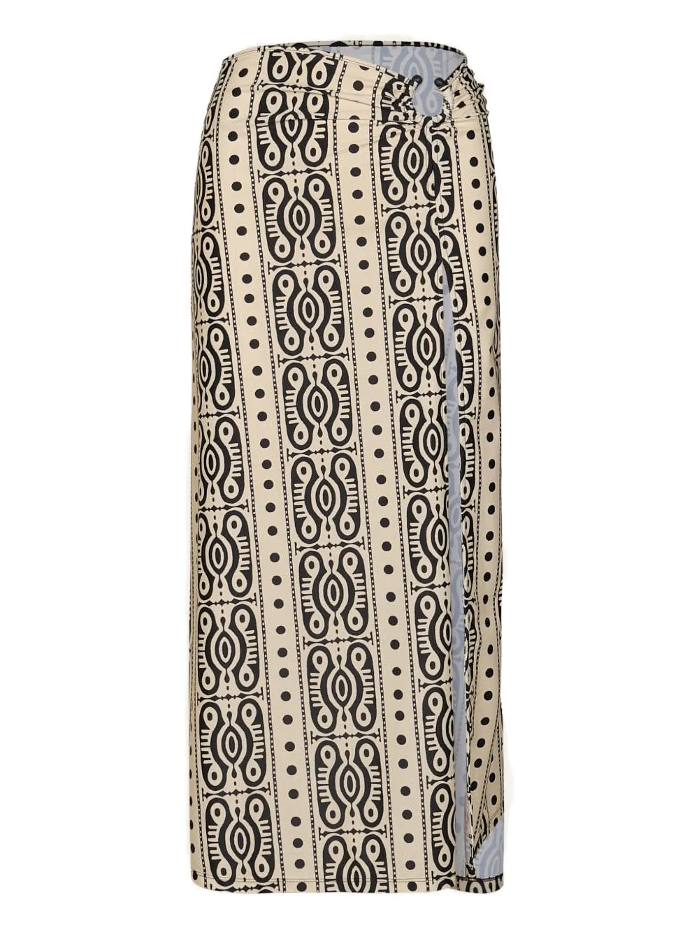 Johanna Ortiz Nuevo Destino printed slit midi skirt - Toni neutri