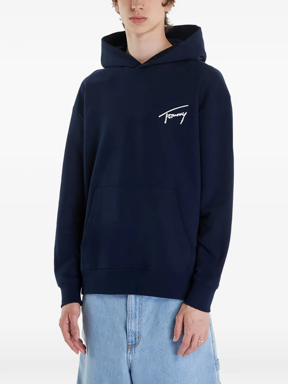 Tommy Hilfiger Felpa con logo e cappuccio - Blu
