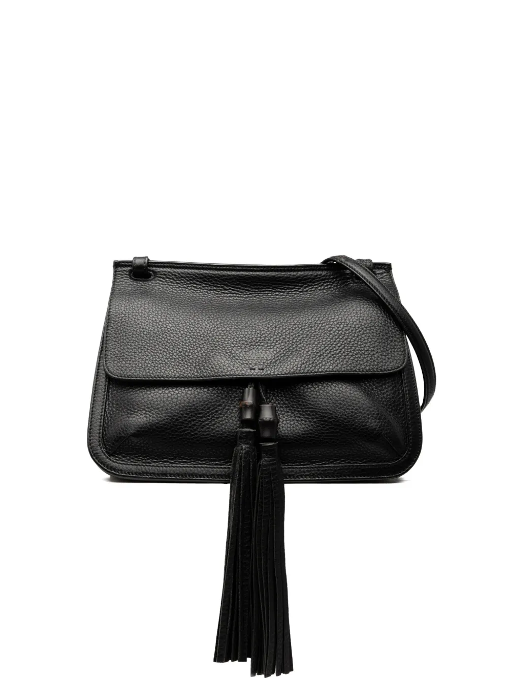 GUCCI Pre-owned 2000-2015 Medium Leather Bamboo Daily Crossbody Bag In Black