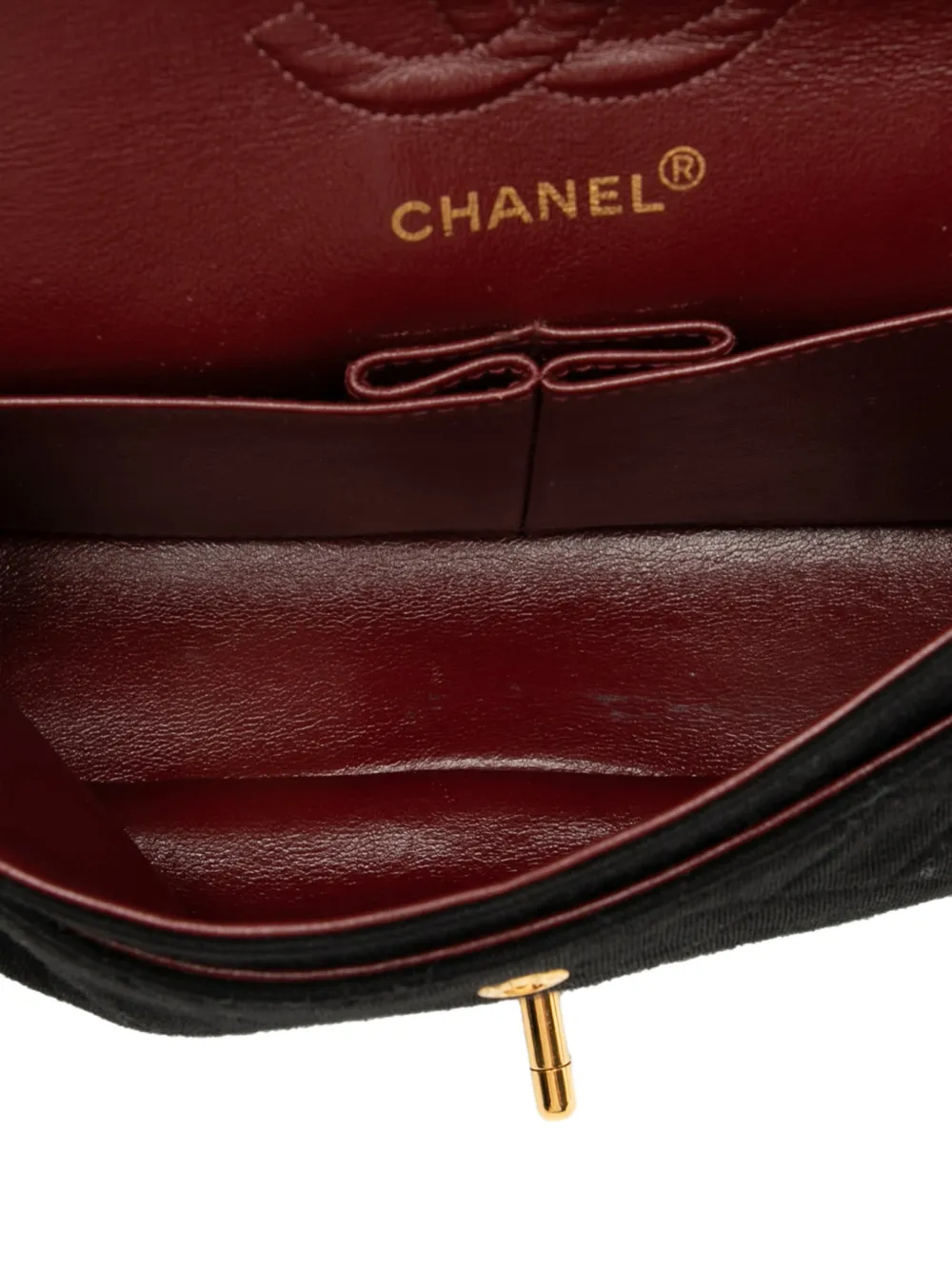 Pre-owned Chanel 1989-1991 Small Classic Jersey Double Flap Shoulder Bag In Black