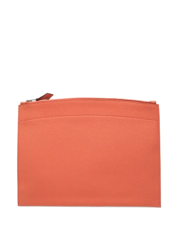 Hermès Pre-owned 2015 Medium Togo Bazar Pouch Clutch Bag in Orange