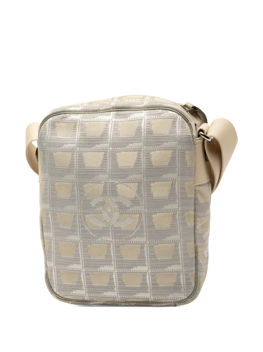 Pre-owned Chanel 2005-2006 New Travel Line Nylon Crossbody Bag In Gray