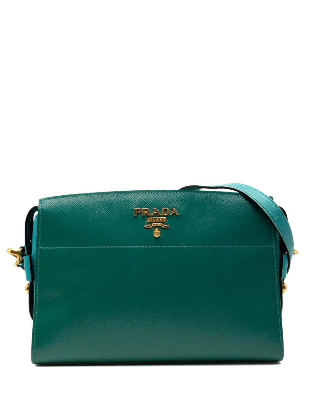 Click to view more detailed imagery on our partner's website Pre-owned Prada 2013-2025 Bicolor Saffiano Vernice Esplanade Crossbody Bag In Blue