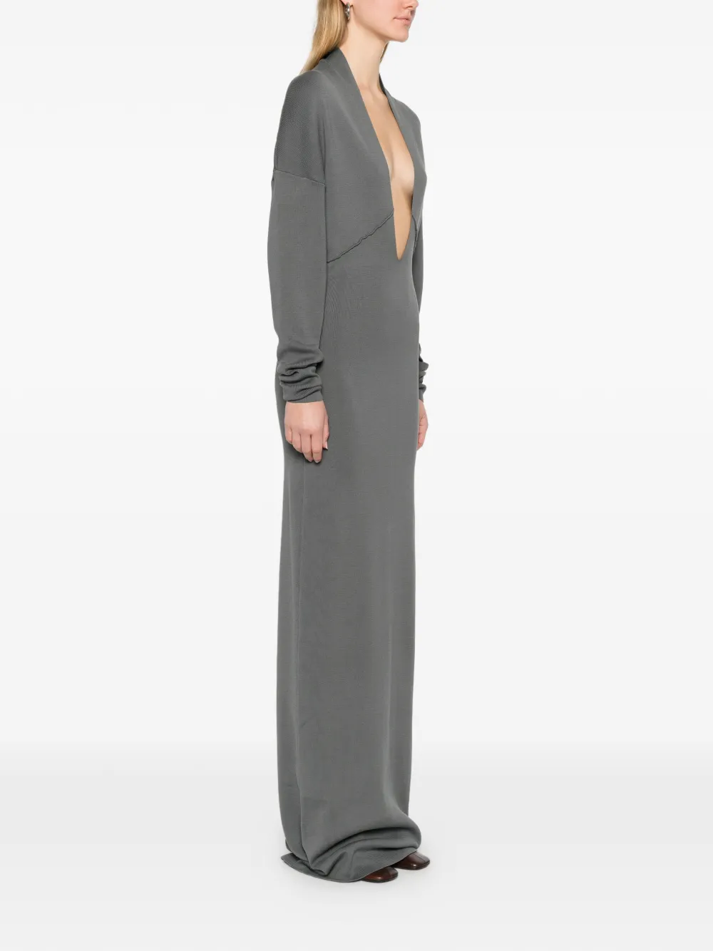  Entire Studios Rallel V-neck Long-sleeve Maxi Dress - Grey 