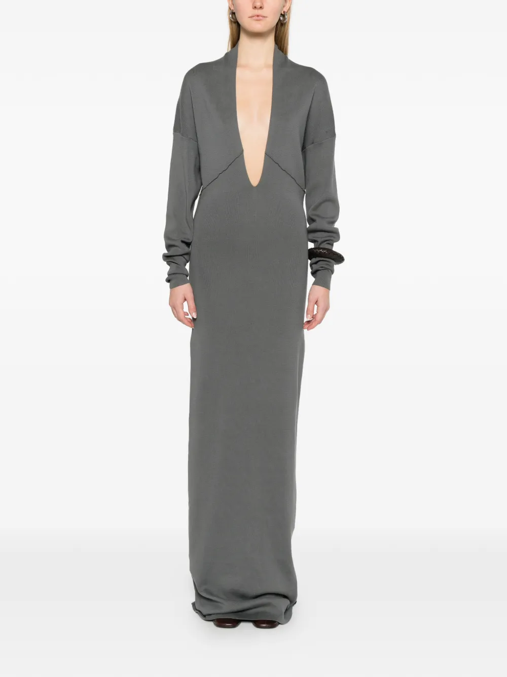 ENTIRE STUDIOS Rallel V-neck long-sleeve maxi dress - Grijs