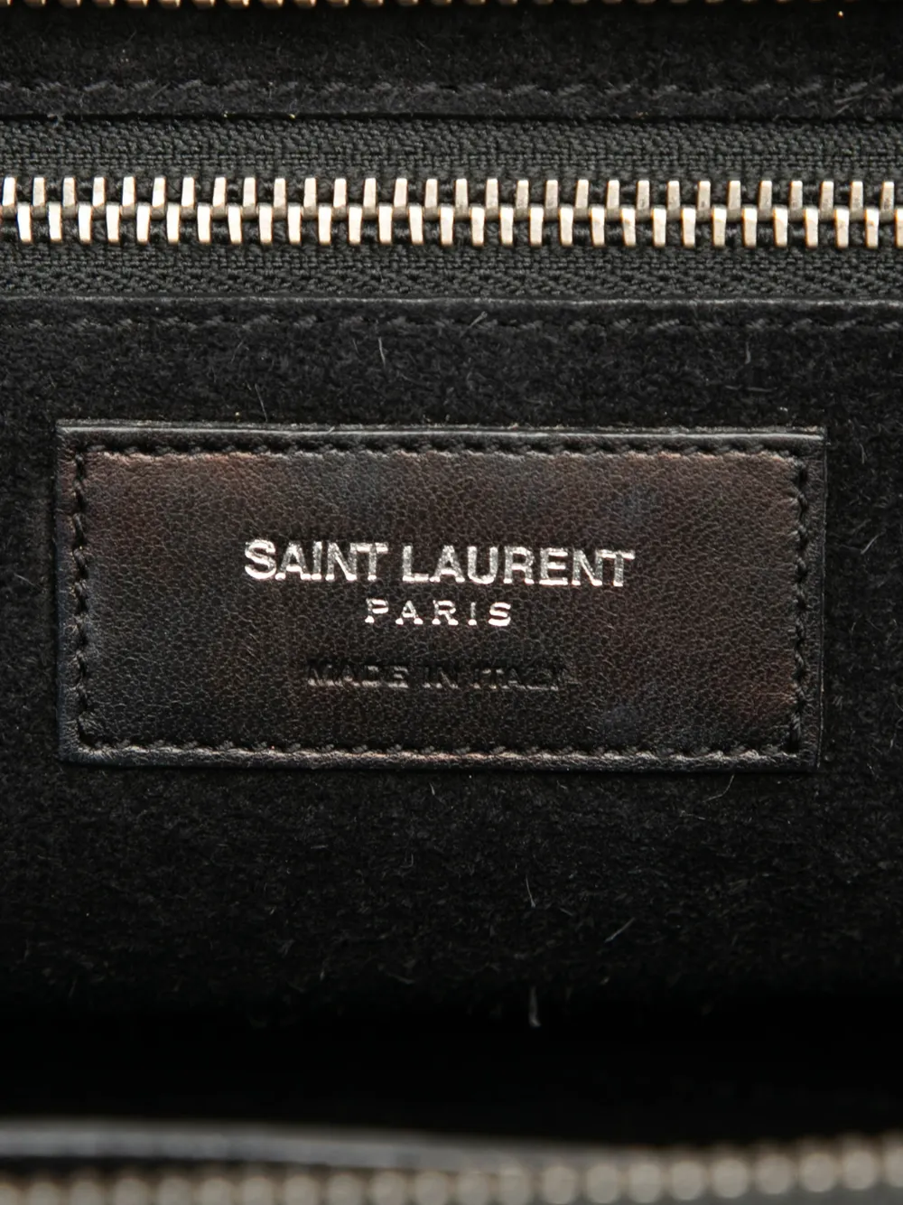 Pre-owned Saint Laurent 2015 Small Croc Embossed Calfskin Cabas Rive Gauche Satchel In Black