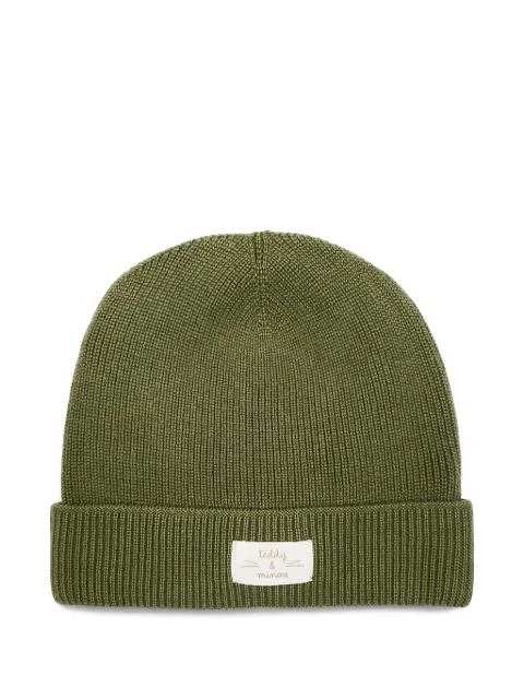 TEDDY & MINOU gorro tejido de canalé con parche del logo