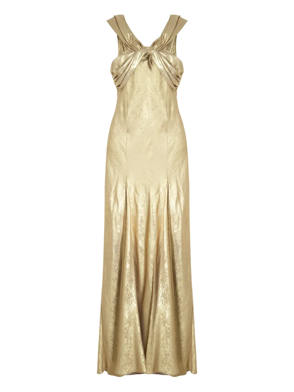 Isolda Twisted Open-back Maxi Dress In Gold