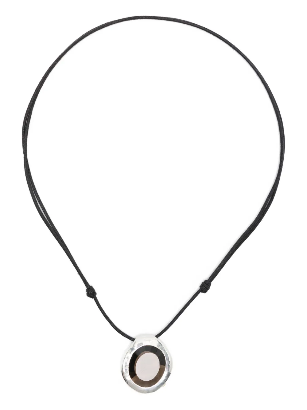 Rosa Maria sterling silver irregular-pendant smoky quartz necklace - Argento