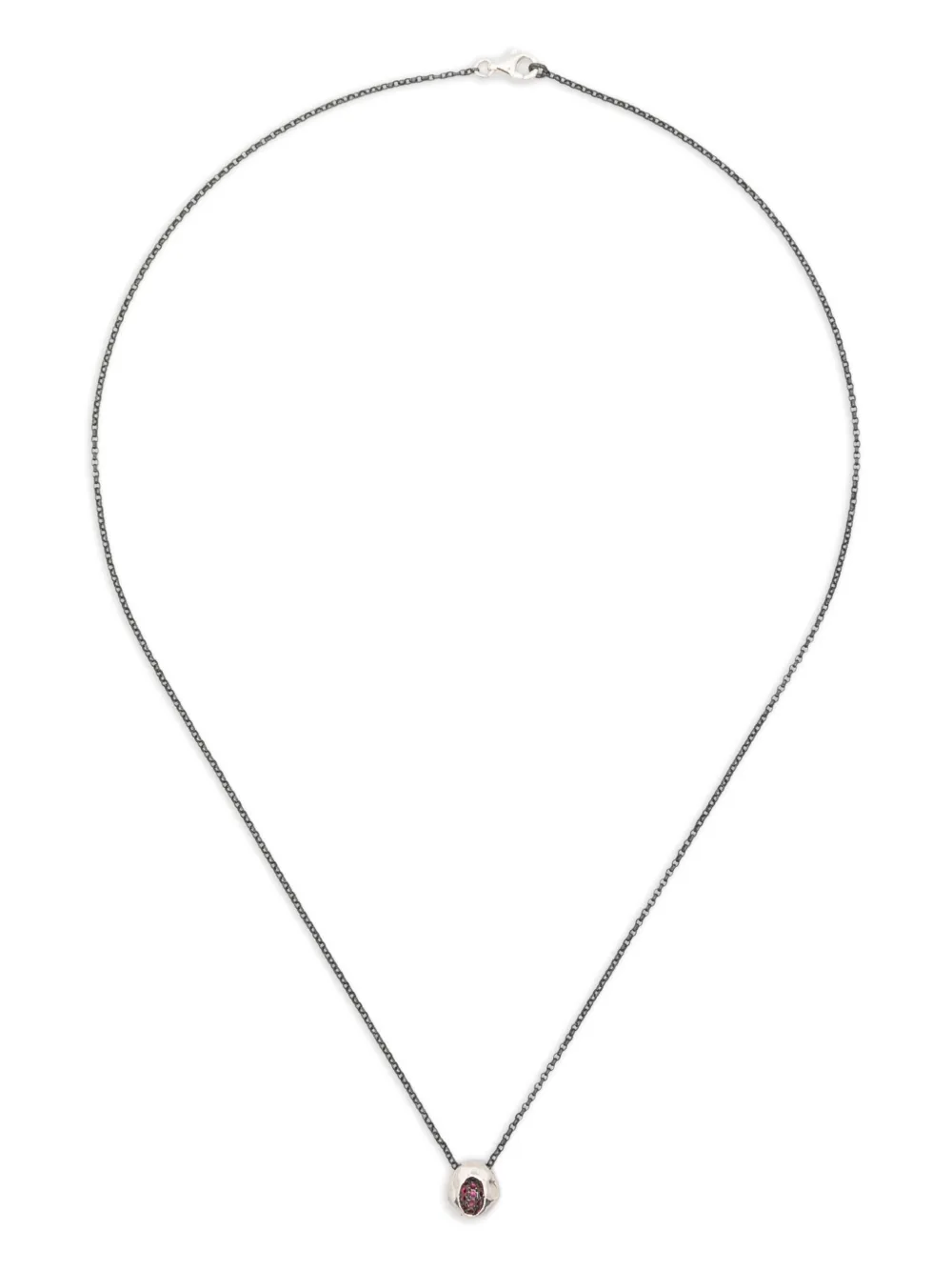 Rosa Maria sterling silver irregular-pendant ruby necklace - Argento
