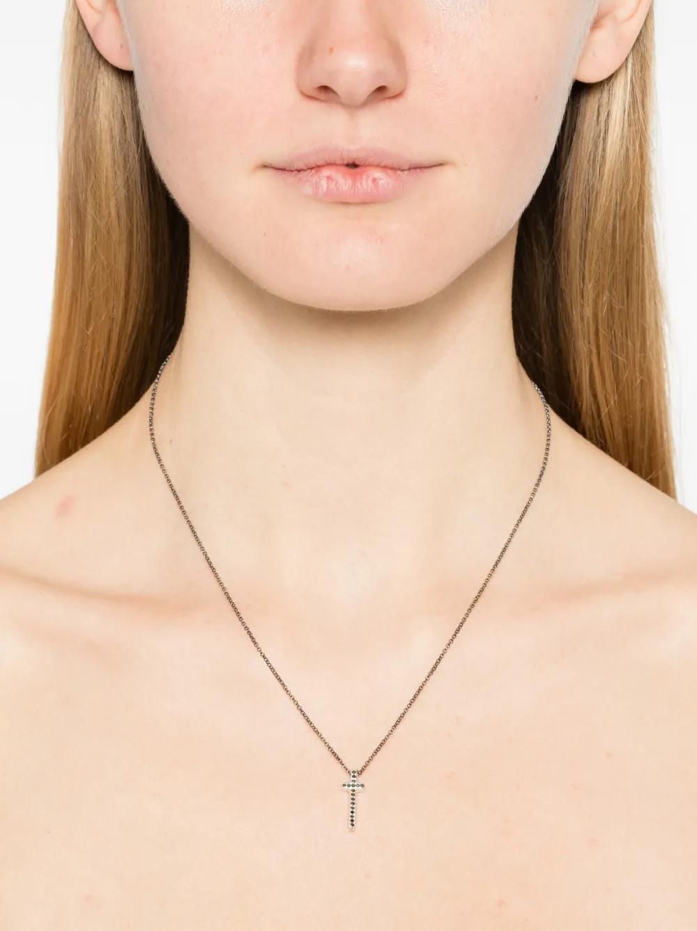  Rosa Maria Cross-pendant Necklace - Silver 