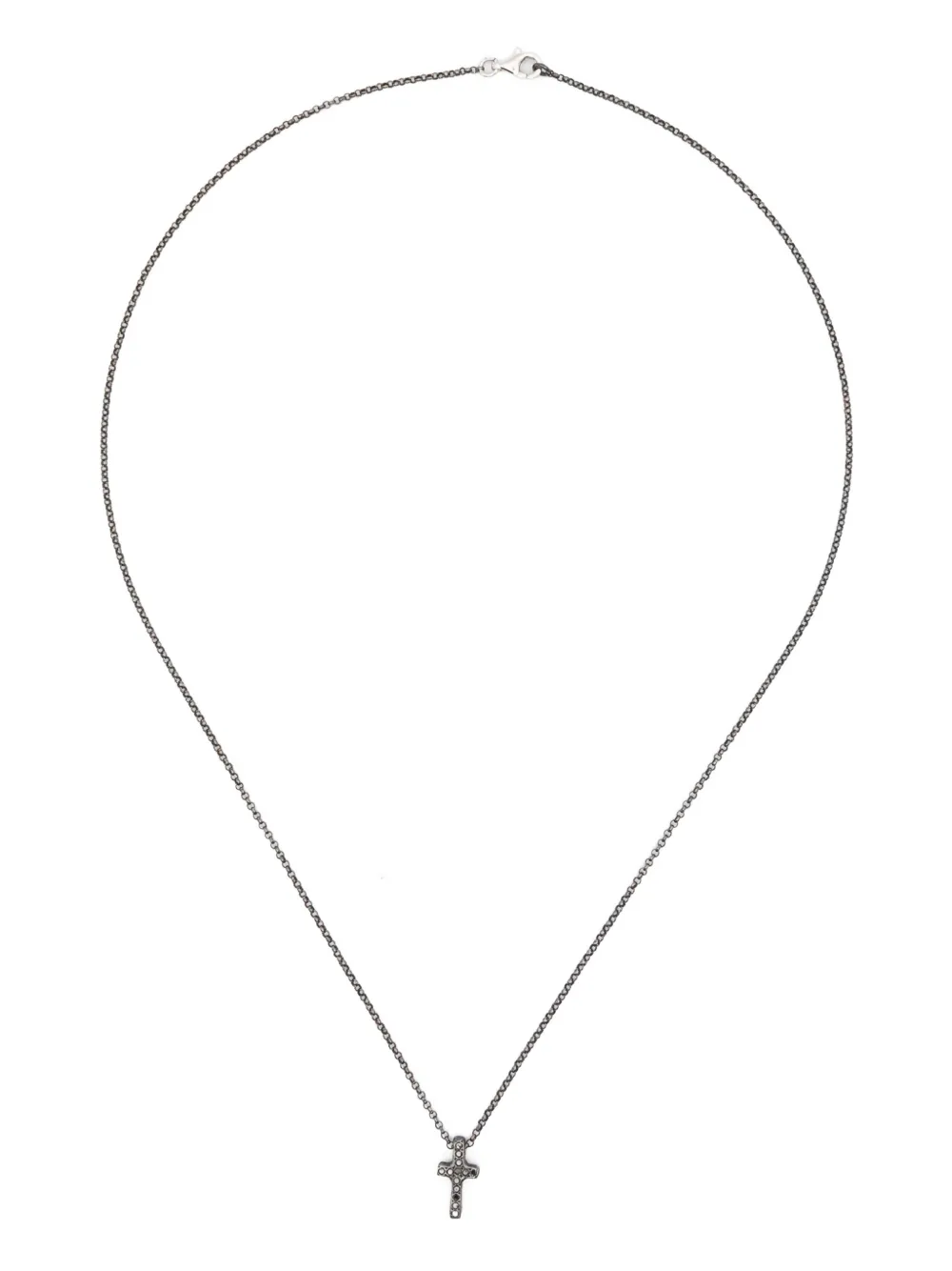 Rosa Maria sterling silver cross-pendant diamond necklace - Argento