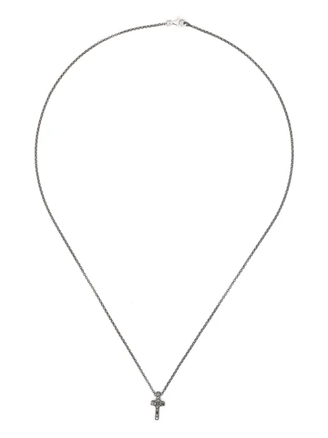 Rosa Maria Colar em prata de lei com pingente de cruz e diamante