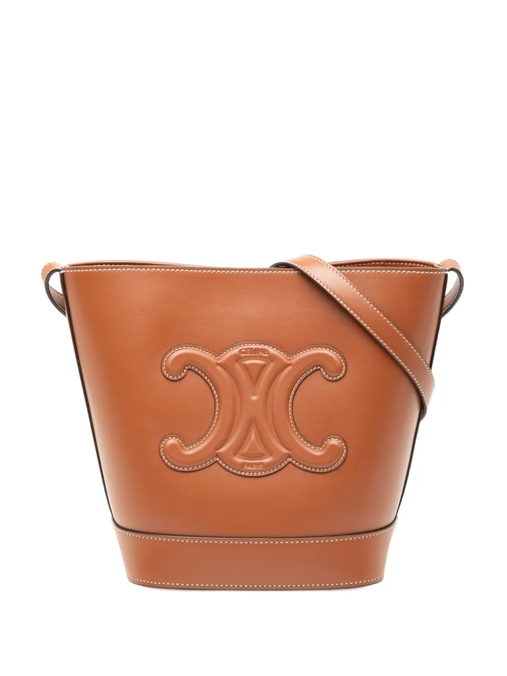 Celine Pre-Owned 2024 Small Calfskin Cuir Triomphe bucket bag | Brown | Image 1