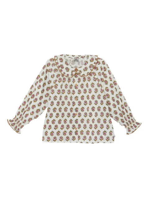 Bonton ruffled-collar floral-print top