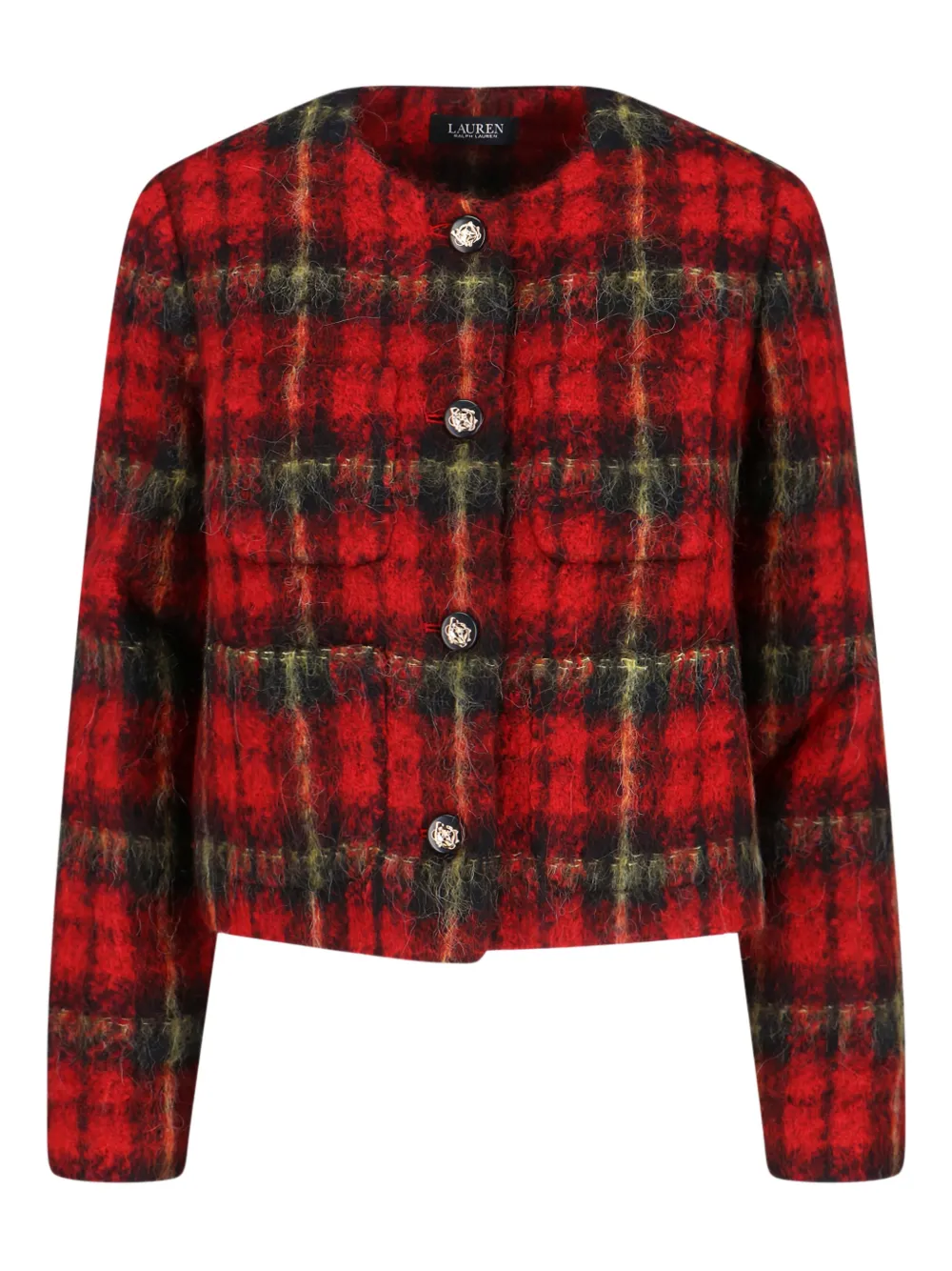 Lauren Ralph Lauren plaid-pattern button tweed jacket | Red | Image 1