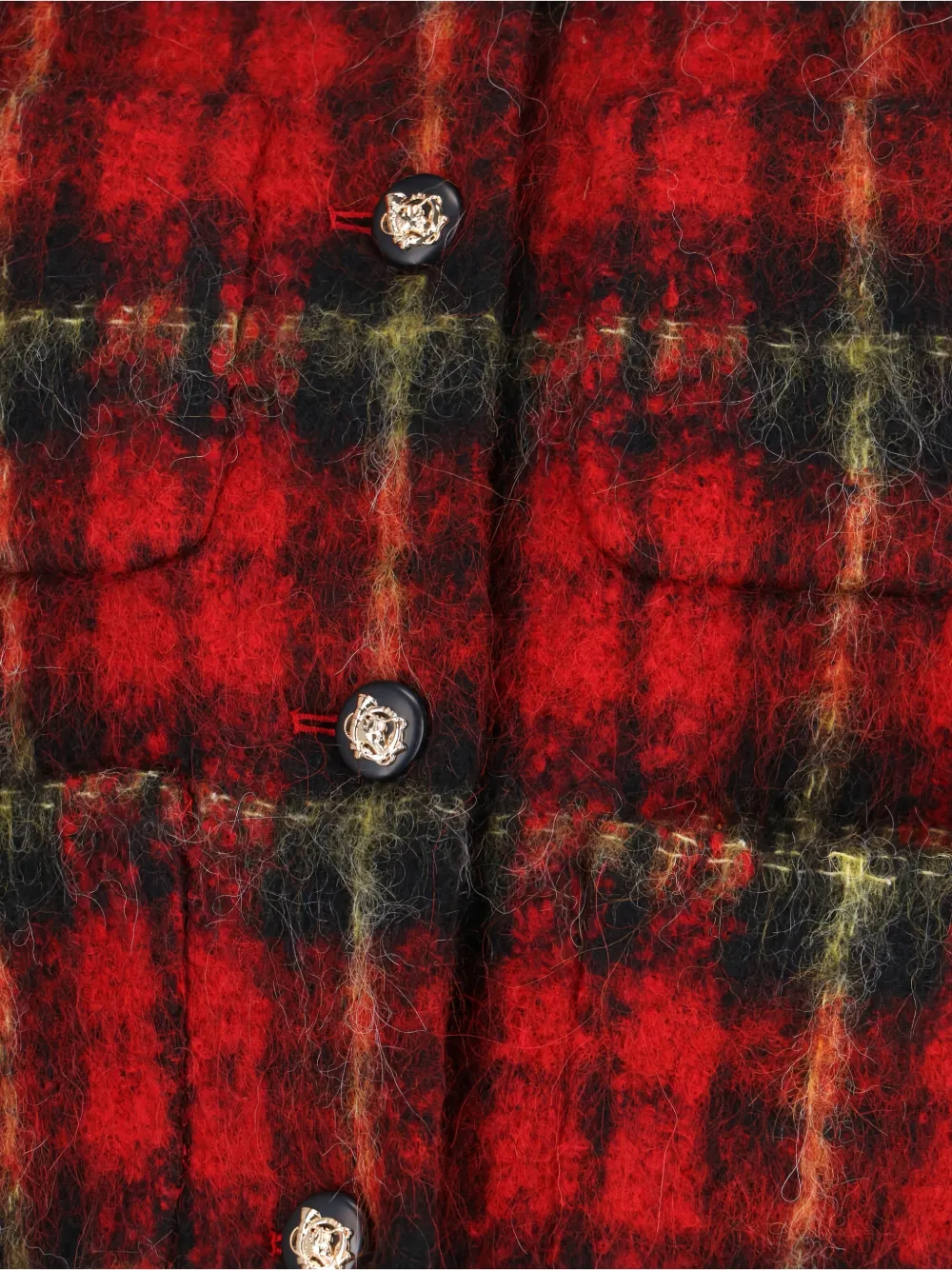 Ralph Lauren Plaid-pattern Button Tweed Jacket In Red