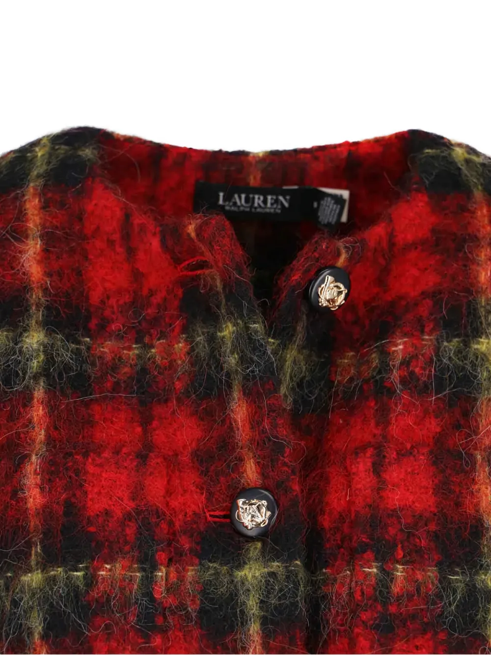 Ralph Lauren Plaid-pattern Button Tweed Jacket In Red