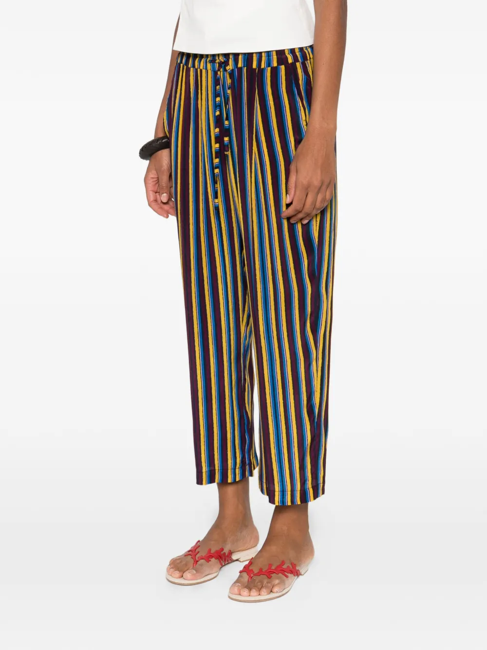  Yavi Striped Drawstring-fastening Trousers - Blue 