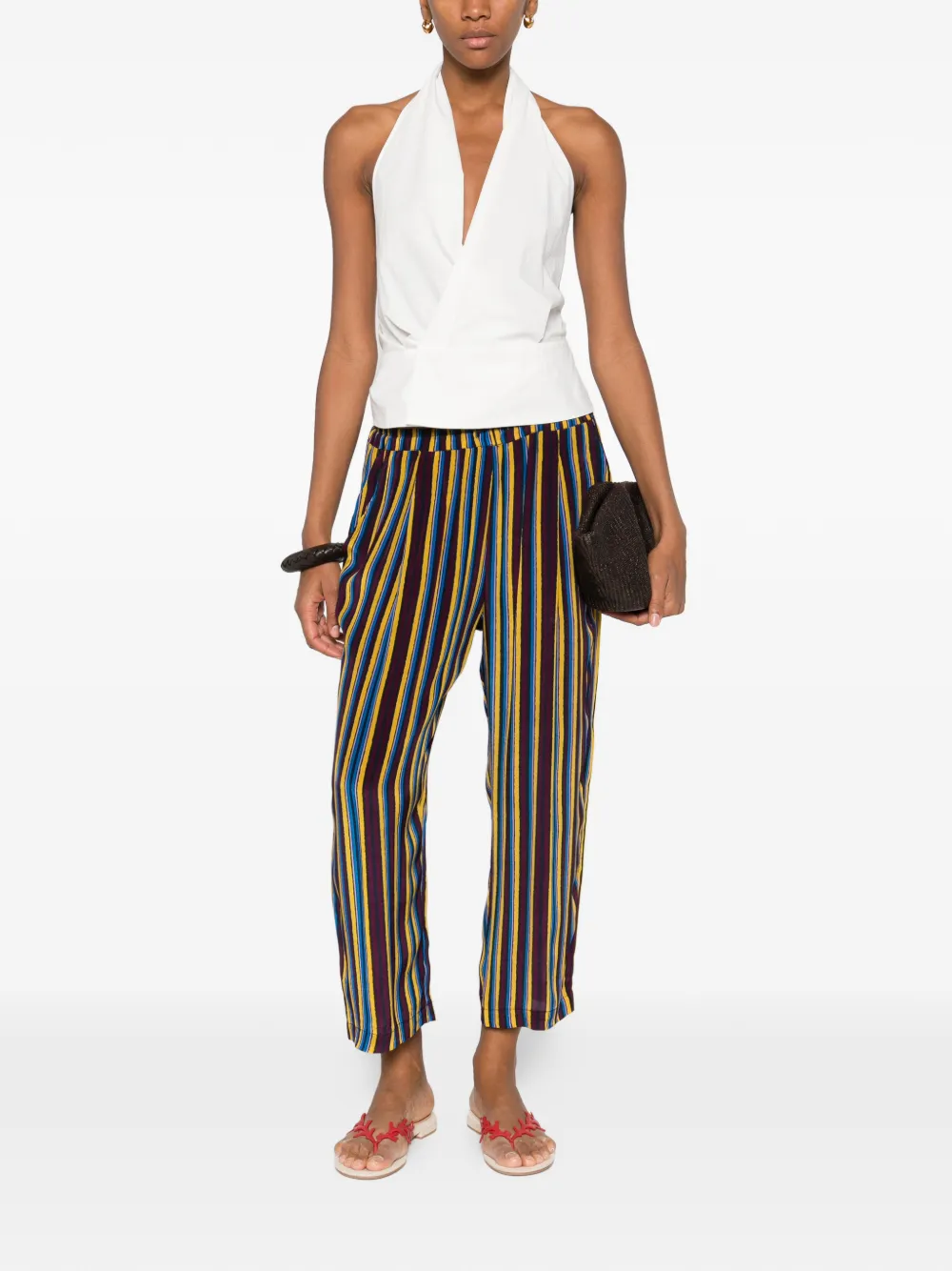 YAVI striped drawstring-fastening trousers - Blauw