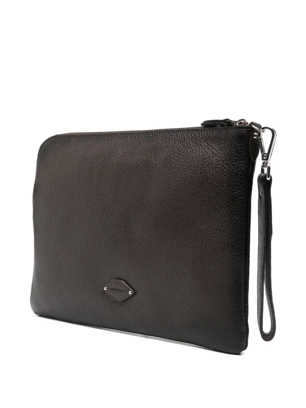 ALBERTO LUTI top-zip leather clutch bag - Bruin