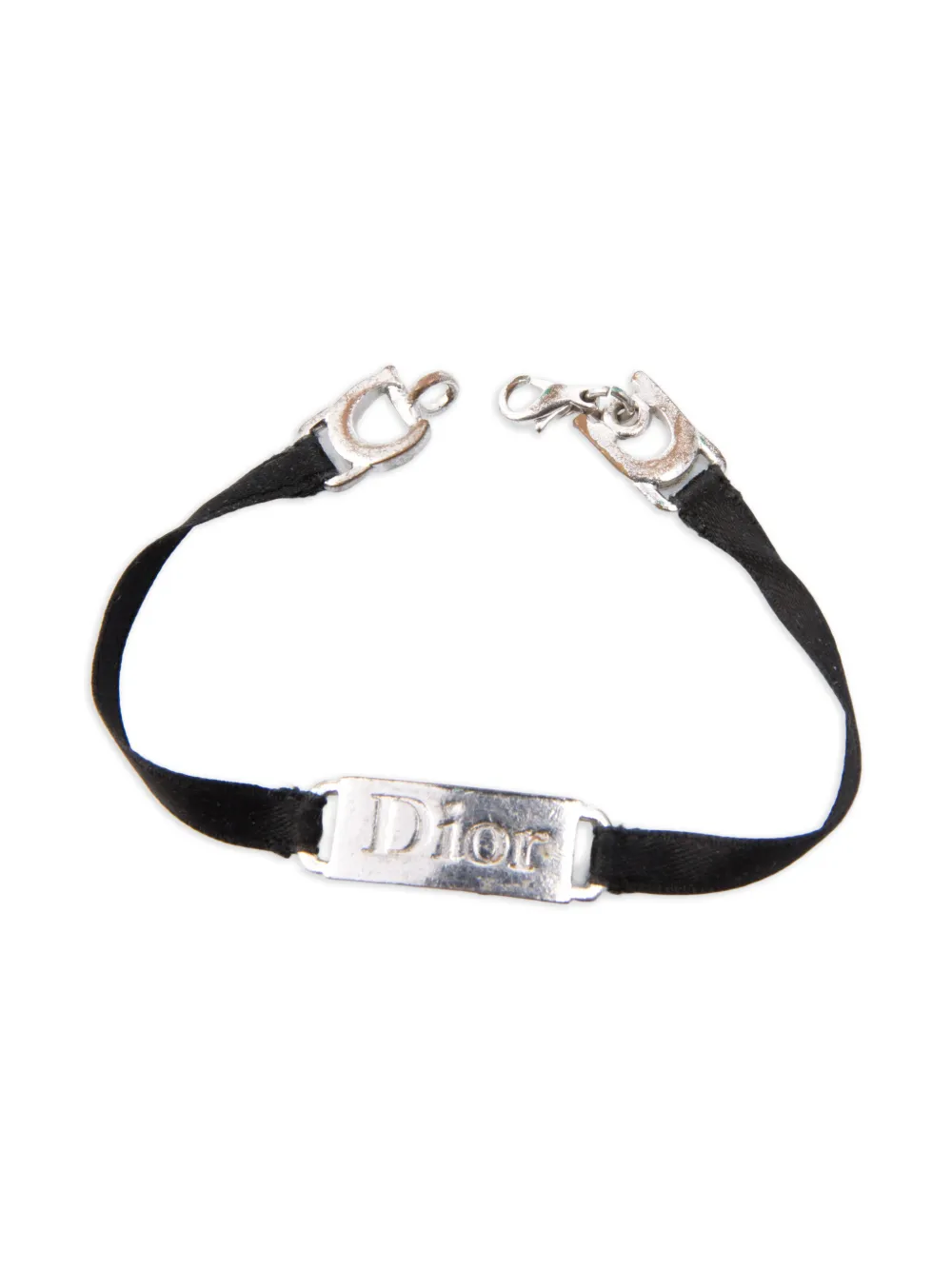 Christian Dior Pre-Owned 2000s satin logo bracelet - Nero
